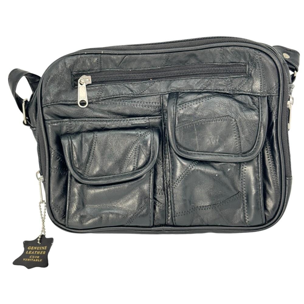 Bentley Travel Carry On Leather Bag Purse Tote Black Many Compartments